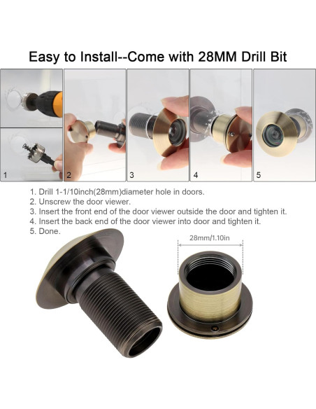 Mirilla de Puerta de Latón Sólido 220 con Cubierta Privacidad