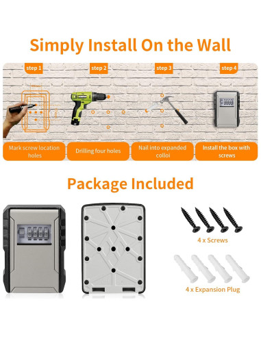 Caja de Llaves con Cerradura Fayleeko Extra Grande Negra