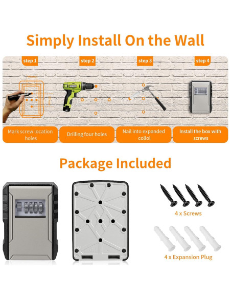 Caja de Llaves con Cerradura Fayleeko Extra Grande Negra