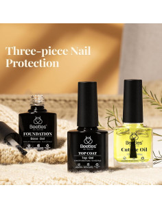 Conjunto Gel Base y Top Coat + Aceite Cutículas Beetles 3Pcs 2