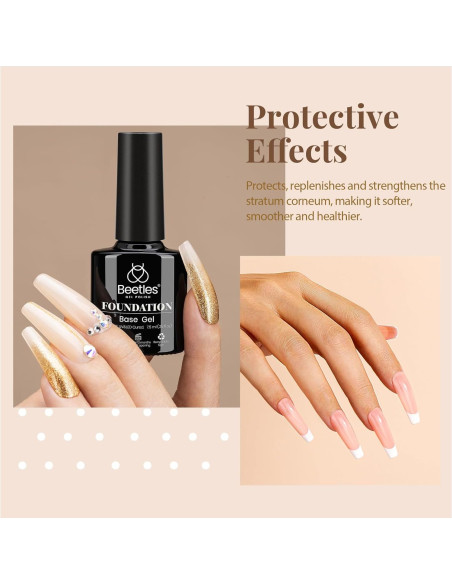 Conjunto Gel Base y Top Coat + Aceite Cutículas Beetles 3Pcs