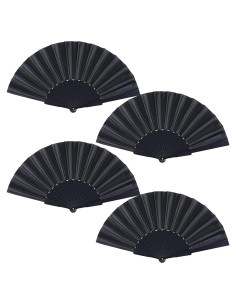 Abanicos Plegables Negros Yolyoo - 4 Pcs, 23 cm, Decoración