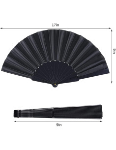 Abanicos Plegables Negros Yolyoo - 4 Pcs, 23 cm, Decoración 2