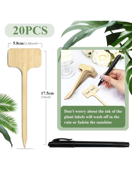 20 Etiquetas de Planta de Bambú FAMLEAF 17.78 cm para Jardín