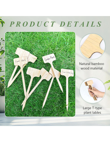 20 Etiquetas de Planta de Bambú FAMLEAF 17.78 cm para Jardín