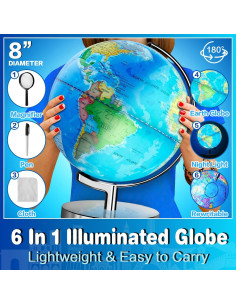 Globo Terráqueo Iluminado POOCCI 20.32 cm Juguete Educativo 2