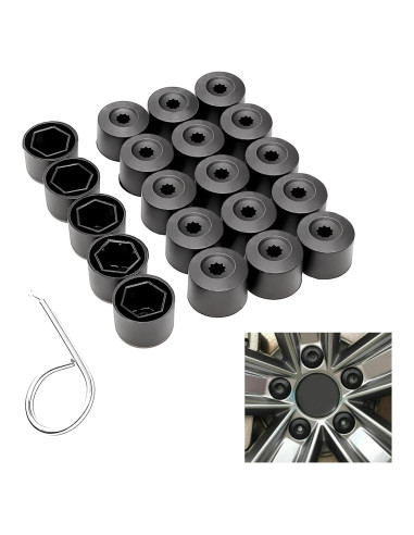 Cubiertas de Tuercas de Rueda vvag 17mm 20 Pcs Negro