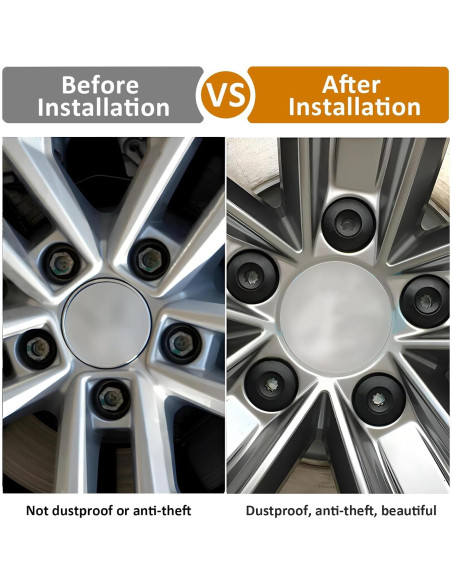 Cubiertas de Tuercas de Rueda vvag 17mm 20 Pcs Negro