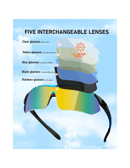 Gafas de Ciclismo Polarizadas UV400 con 5 Lentes Intercambiables