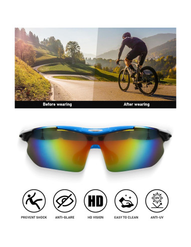 Gafas de Ciclismo Polarizadas UV400 con 5 Lentes Intercambiables