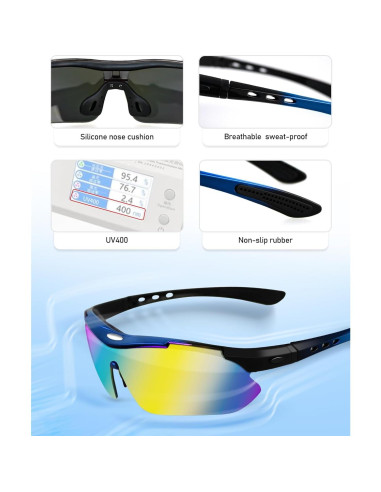 Gafas de Ciclismo Polarizadas UV400 con 5 Lentes Intercambiables