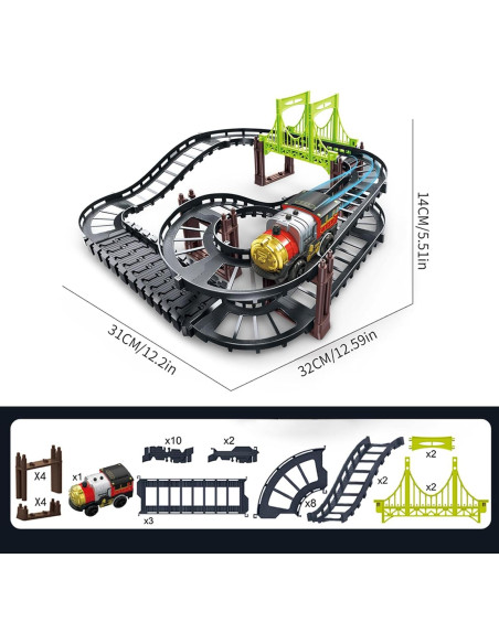 Juego de Vías de Tren Vintage Jiapin - 38 Piezas DIY Juego de Vías de Tren Vintage Jiapin - 38 Piezas DIY