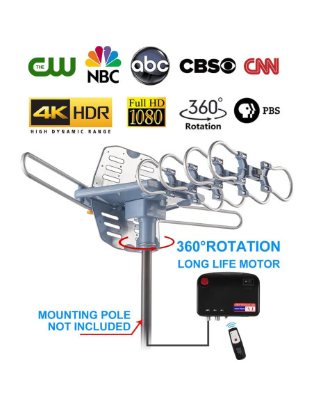 Antena HDTV Digital Amplificada Yeceny WA-2608B 200 Millas 4K Antena HDTV Digital Amplificada Yeceny WA-2608B 200 Millas 4K