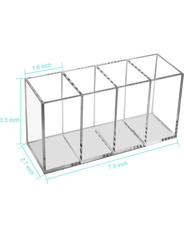 Soporte de Lápices Acrílico Ouskr 4 Compartimentos Transparente