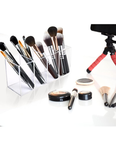 Soporte de Lápices Acrílico Ouskr 4 Compartimentos Transparente