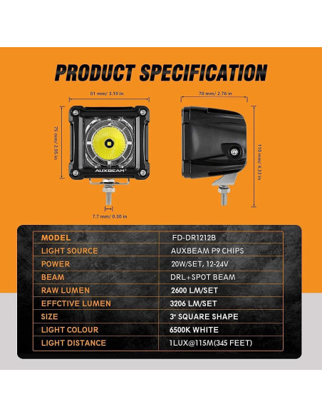 Focos LED Auxbeam FA Series 3" 20W IP67 2 Modos Offroad