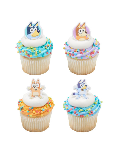 DecoPac Anillos para Cupcakes Bluey - 72 Decoraciones 3D