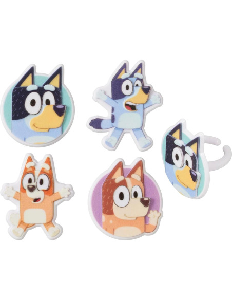 DecoPac Anillos para Cupcakes Bluey - 72 Decoraciones 3D