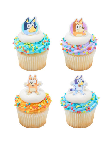 DecoPac Anillos para Cupcakes Bluey - 72 Decoraciones 3D