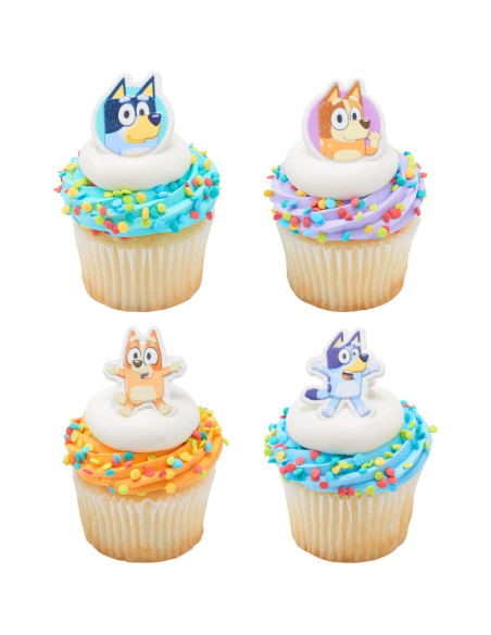 DecoPac Anillos para Cupcakes Bluey - 72 Decoraciones 3D