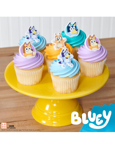 DecoPac Anillos para Cupcakes Bluey - 72 Decoraciones 3D
