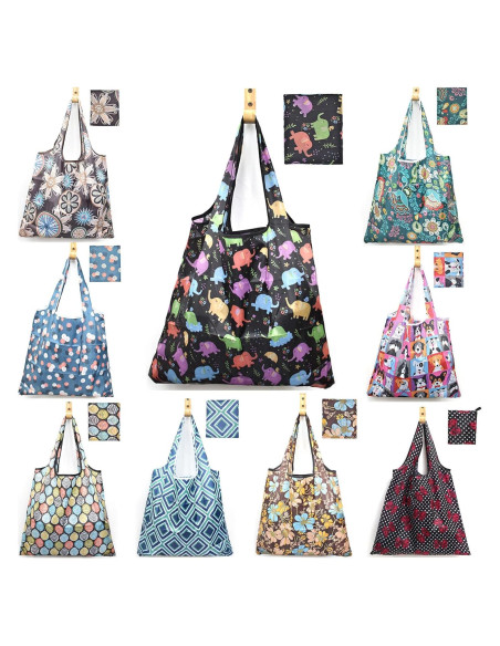 Bolsas de Compras Reutilizables ATAMET - 9 Piezas Plegables 22.7 kg Bolsas de Compras Reutilizables ATAMET - 9 Piezas Plegables 22.7 kg