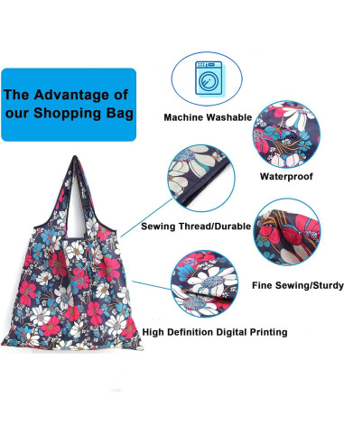 Bolsas de Compras Reutilizables ATAMET - 9 Piezas Plegables 22.7 kg