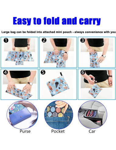 Bolsas de Compras Reutilizables ATAMET - 9 Piezas Plegables 22.7 kg