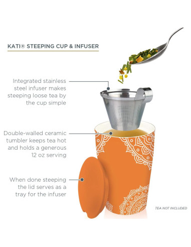 Taza de Té Doble Pared Tea Forte Chakra con Infusor 320g