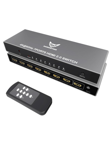 Conmutador HDMI 7 Puertos 4K@60Hz Aluminio Yunzuo