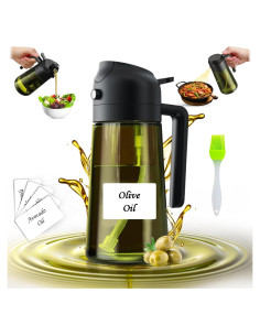 Dispensador de Aceite 2 en 1 JANNELE 470ml Verde con Brocha y Etiquetas