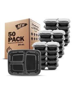 Contenedores de Comida Freshware 3 Compartimentos 710 ml 50 Pzas