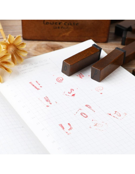 Set de Sellos de Letras Vintage DIYOMR - 28 Piezas Madera