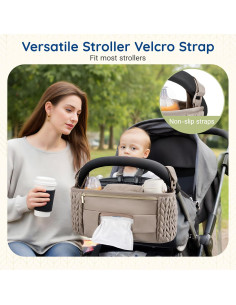 Organizador de Carrito Mommore Negro con Portavasos Aislados 2