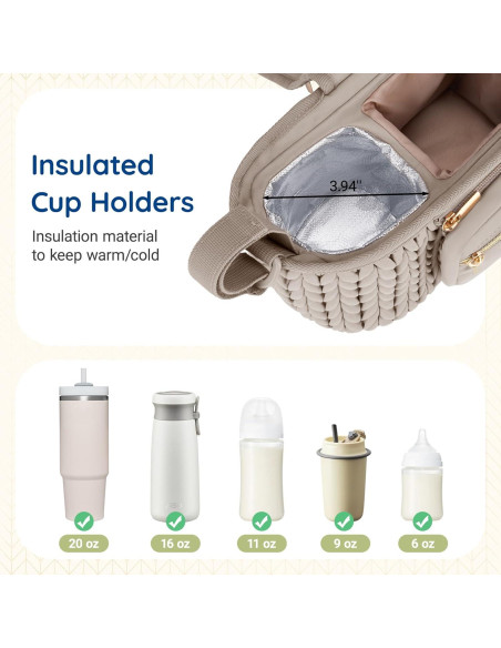 Organizador de Carrito Mommore Negro con Portavasos Aislados