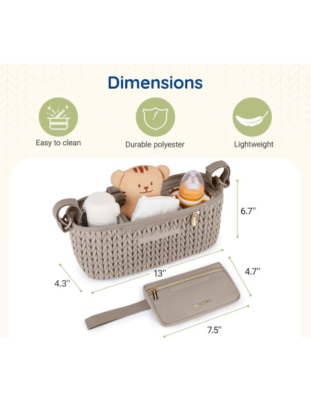 Organizador de Carrito Mommore Negro con Portavasos Aislados