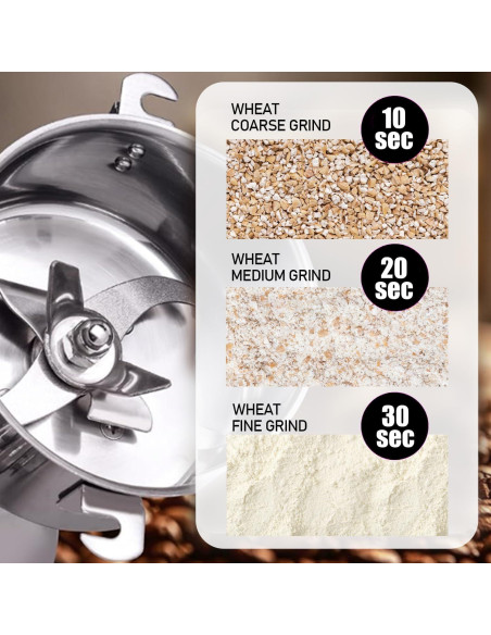 Molino de Granos Eléctrico SLONUVLND 150g 850W Acero Inoxidable Molino de Granos Eléctrico SLONUVLND 150g 850W Acero Inoxidable