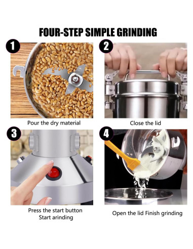 Molino de Granos Eléctrico SLONUVLND 150g 850W Acero Inoxidable