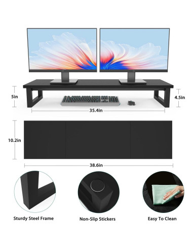 Soporte Doble para Monitor YAOHUOO 98 cm Negro, 45 kg