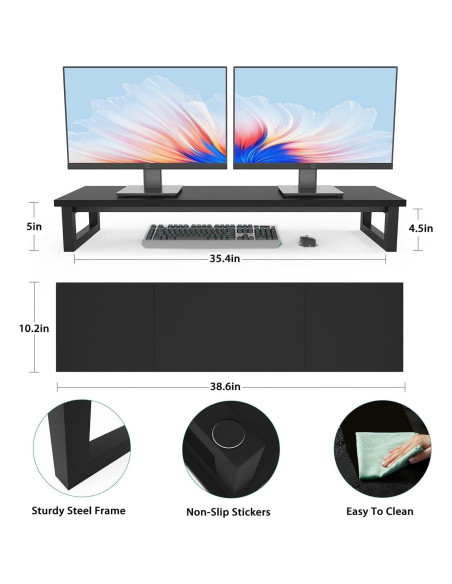 Soporte Doble para Monitor YAOHUOO 98 cm Negro, 45 kg
