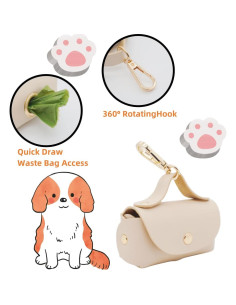 Dispensador de Bolsa de Excremento de Cuero ENWIQUE Beige 2