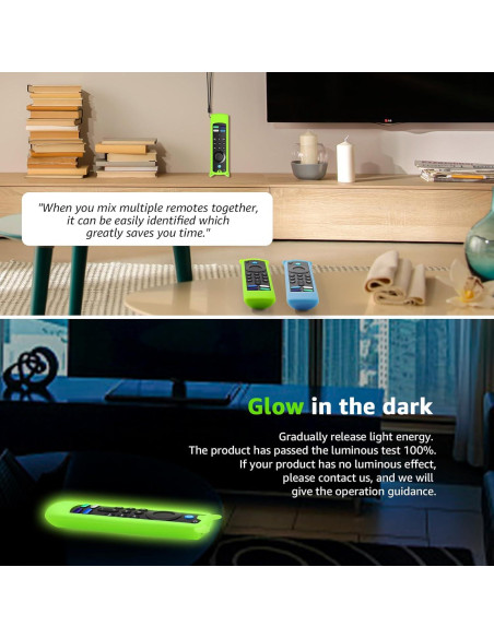 Funda de Control Remoto de Silicona OneBom 2 Pack Brilla en la Oscuridad Verde y Azul