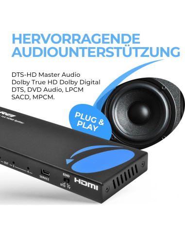 Divisor HDMI 1x4 OREI HD-104 4K@30Hz Compacto Plug & Play