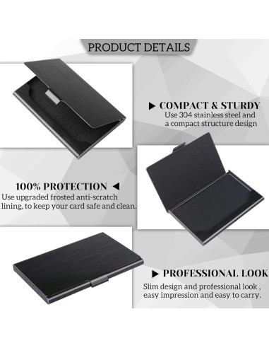 Funda de Tarjetas de Negocios DMFLY Acero Inoxidable Negro