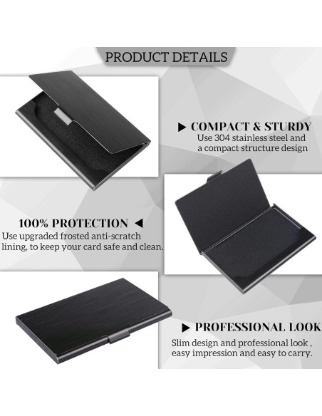 Funda de Tarjetas de Negocios DMFLY Acero Inoxidable Negro