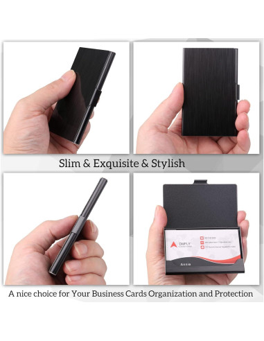Funda de Tarjetas de Negocios DMFLY Acero Inoxidable Negro