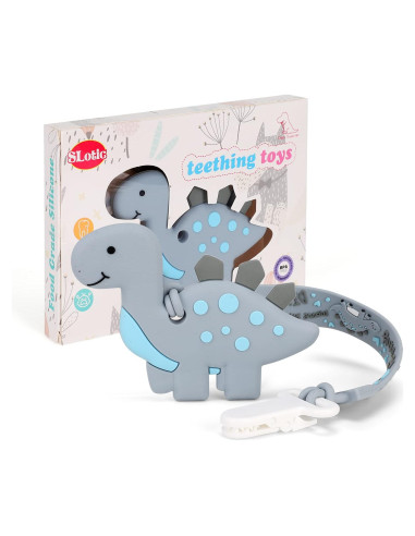 Chupete de Dinosaurio con Clip para Bebés - Silicona Grado Alimenticio