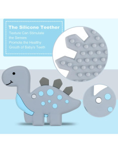 Chupete de Dinosaurio con Clip para Bebés - Silicona Grado Alimenticio 2