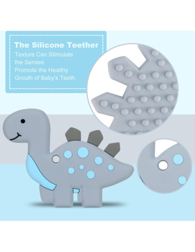 Chupete de Dinosaurio con Clip para Bebés - Silicona Grado Alimenticio