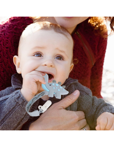 Chupete de Dinosaurio con Clip para Bebés - Silicona Grado Alimenticio